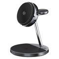 OJD-139 25W Qi 2.2 3-i-1 magnetisk trådløs ladestasjon med TEC-kjøling - Romgrå