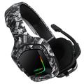 ONIKUMA K20 Camouflage Gaming Headset PS4-hodetelefoner med mikrofon og LED-lys - mørkegrått
