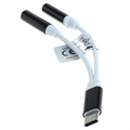OTB 2-i-1 USB-C / 3.5mm Lade & Lydadapter - Hvit