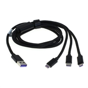 OTB 3-i-1 ladekabel - Lightning, USB-C, MicroUSB - 1 m - Svart