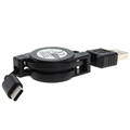 OTB USB-A 2.0 / USB-C Rullbar Datakabel - 70cm - Svart