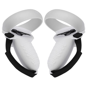 Oculus Quest 2 Svettebestandige Grip Covers med Stropp - Hvit