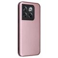 OnePlus 10T/Ace Pro Flip-deksel - Carbon Fiber - Roségull
