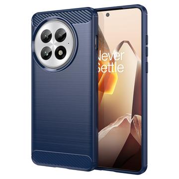 OnePlus 13 Børstet TPU Deksel - Karbonfiber - Blå