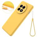 OnePlus 13 Flytende silikon-deksel med håndstropp - gul
