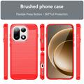OnePlus 15 børstet TPU-deksel - karbonfiber - rød