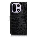 OnePlus 15 Crocodile Series Lommebok-deksel i Lær med RFID - Svart