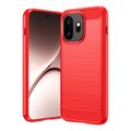 OnePlus 15T børstet TPU-deksel - karbonfiber - rød