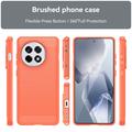 OnePlus Ace 5/5 Pro/13R Børstet TPU Deksel - Karbonfiber - Rød
