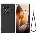 OnePlus Ace 5/5 Pro/13R Flytende silikon-deksel med håndstropp - svart