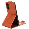 OnePlus Ace 5 Racing/Nord CE5 vertikalt flip-etui med stativ - Brun