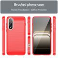 OnePlus Ace 5 Ultra/Nord 5 børstet TPU-deksel - karbonfiber - rød