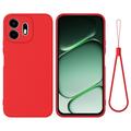 OnePlus N6 Flytende silikon-deksel med håndstropp - Rød