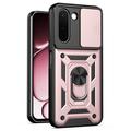 OnePlus N6x Hybrid-deksel med Roterende Ring med Kameraskjold - Roségull
