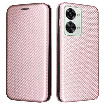 OnePlus Nord 2T Flip-deksel - Karbonfiber - Roségull