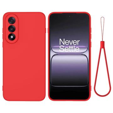OnePlus Nord 5 Flytende silikon-deksel med håndstropp - rød