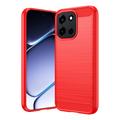 OnePlus Nord 6/Turbo 6/6V børstet TPU-deksel - karbonfiber - rød