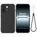 OnePlus Nord 6/Turbo 6 Flytende silikon-deksel med håndstropp - Svart