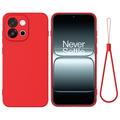 OnePlus Nord 6/Turbo 6 Flytende silikon-deksel med håndstropp - Rød