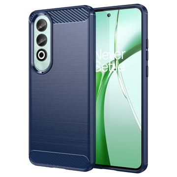 OnePlus Nord CE4 Børstet TPU Deksel - Karbonfiber - Blå