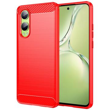 OnePlus Nord CE4 Lite/Oppo K12x Børstet TPU Deksel - Karbonfiber - Rød