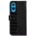 OnePlus Nord CE4 Lite/Oppo K12x Crocodile Series Lommebok-deksel i Lær med RFID - Svart