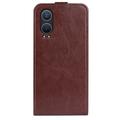 OnePlus Nord CE4 Lite/Oppo K12x Vertikalt Flip-Deksel med Kortlomme - Brun