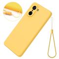 OnePlus Nord CE5 Flytende silikon-deksel med håndstropp - gul