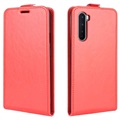 OnePlus Nord Vertikalt Flip-deksel med Kortluke - Rød