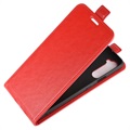 OnePlus Nord Vertikalt Flip-deksel med Kortluke - Rød