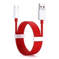 OnePlus Warp Charge Type-C Kabel 5461100012 - 1.5m (Bulk Tilfredsstillende) - Rød / Hvit