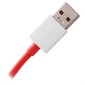 OnePlus USB Type-C kabel til synkronisering og lading - 1M - Rød / Hvit