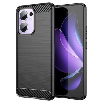 Oppo Reno13 F Børstet TPU Deksel - Karbonfiber - Svart