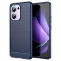 Oppo Reno13 F Børstet TPU Deksel - Karbonfiber - Blå