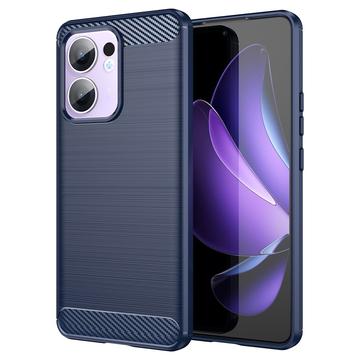 Oppo Reno13 F Børstet TPU Deksel - Karbonfiber - Blå