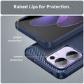 Oppo Reno13 F Børstet TPU Deksel - Karbonfiber - Blå