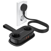 Orico AP3 5-i-1 20W stikkontaktblokk - 2x vekselstrøm, 2x USB-A, USB-C PD - svart