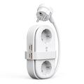 Orico AP3 6-i-1 strømstikkontakt med 65W - 2x vekselstrøm, 2x USB-A, 2x USB-C PD - hvit