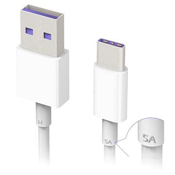 Huawei HL1289 SuperCharge USB Type-C Kabel - 1m - Hvit