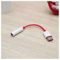 OnePlus USB-C / 3.5mm Kabel Adapter - Bulk - Rød / Hvit