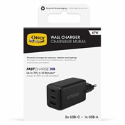 OtterBox 67W GaN-vegglader - 2x USB-C, USB-A, PD 3.0, PPS - svart