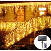 Utendørs solcellelamper med fjernkontroll og tidtaker - 300 lysdioder, 10m - varmhvit