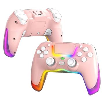 P07 Dazzle Lighting trådløs Bluetooth-kontroller for PS4/Android/iOS/Switch/PC - Rosa