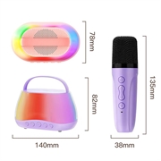 P13 Bærbar 5W Bluetooth-høyttaler med 2 trådløse mikrofoner og RGB - Lilla