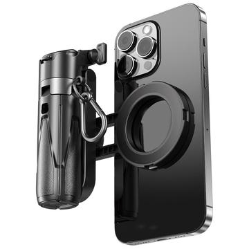 P15-C 2-i-1 magnetisk selfiestick og stativ med RGB-lys - svart