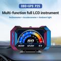 P25 multifunksjonell HUD for bil med OBD2 og GPS, LCD-skjerm, hastighetsmåler