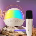 P9 Bærbar Bluetooth-karaokehøyttaler for barn med RGB og 2 trådløse mikrofoner - Beige