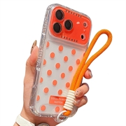 iPhone 17 Pro Max PC / TPU-deksel med linsefilm og stropp - Polka Dot - Oransje