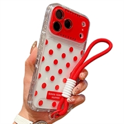 iPhone 17 Pro Max PC / TPU-deksel med linsefilm og stropp - Polka Dot - Rød