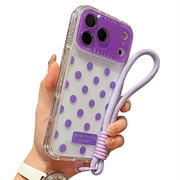 iPhone 17 Pro PC / TPU-deksel med linsefilm og stropp - Polka Dot - Lilla